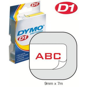 S0720700/40915 DYMO лента системы D1, 9мм х 7 м, пластиковая, красный шрифт/белая лента ― DYMOSHOP.RU - ленточные принтеры DYMO
