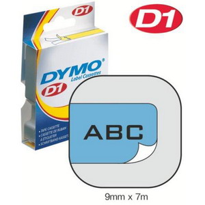 S0720710/40916 DYMO лента системы D1, 9мм х 7м, пластиковая, черные буквы/синяя лента ― DYMOSHOP.RU - ленточные принтеры DYMO