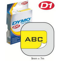 S0720730/40918 DYMO лента системы D1, 9мм х 7м, пластиковая, черный шрифт/желтая лента